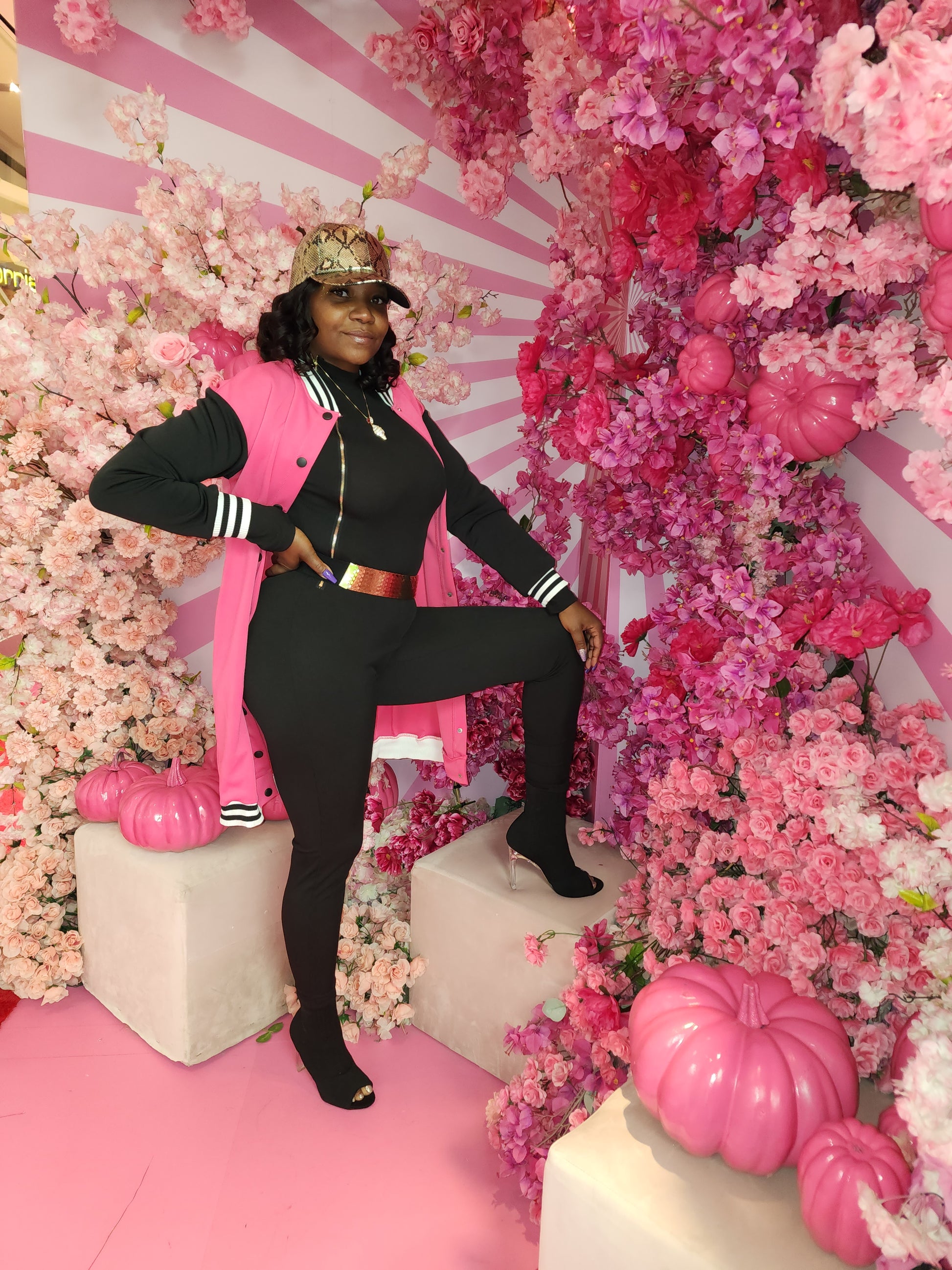 Look extra sexy and slim in this gorgeous jumpsuit with gold zipper detailing.